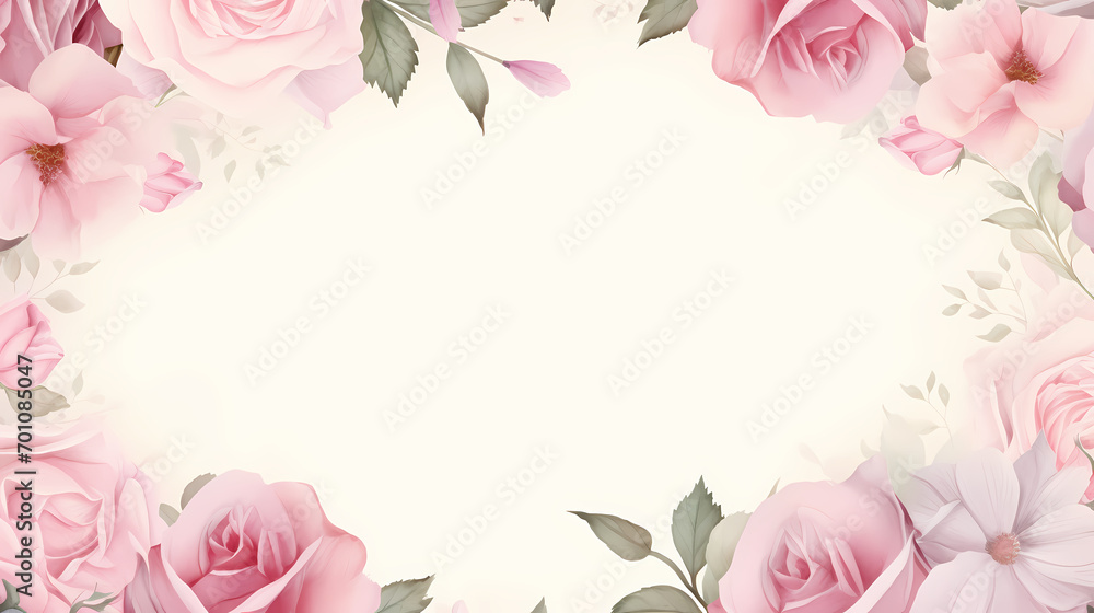 Floral frame with decorative flowers, decorative flower background pattern, floral border background