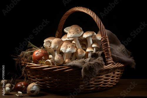 mushroom in a basket, mushroom hunting, mushrooms, wood mushrooms, natural mushrooms, mushroom hunting