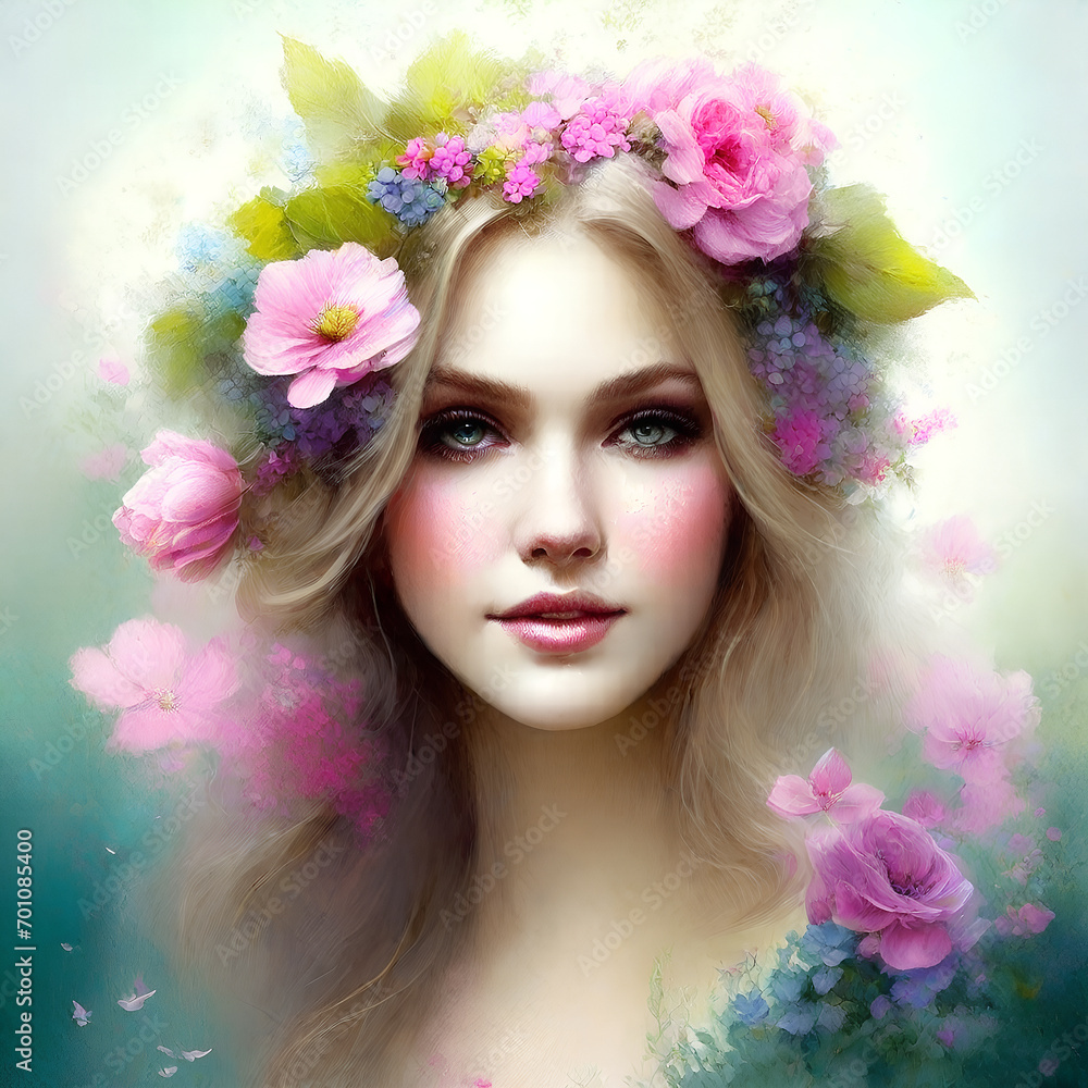 woman with flowers in hair