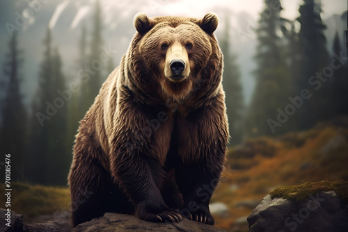 brown bear in the forest  very realistic 