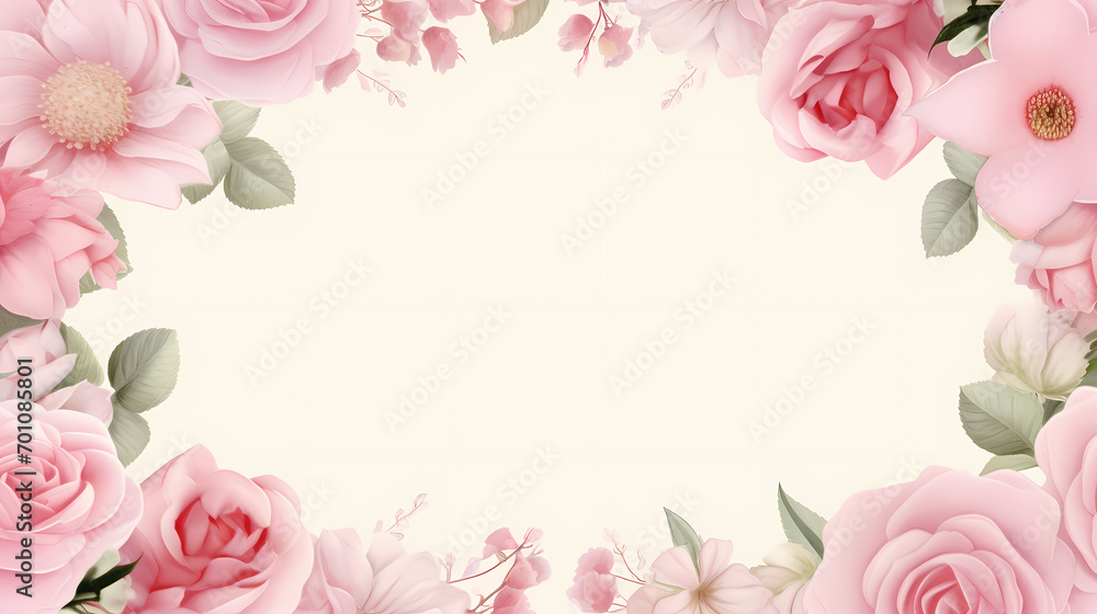 Floral frame with decorative flowers, decorative flower background pattern, floral border background