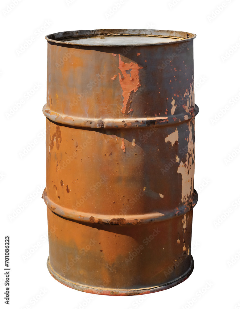 Rusty metal barrel - isolated on trtansparent background Rusty metal barrel - isolated on trtansparent background