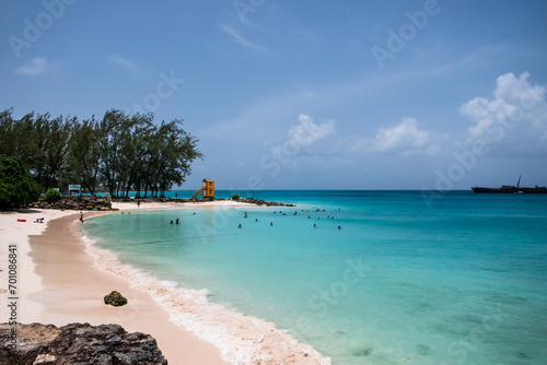 Miami Beach  Enterprise   Barbados  08.18.2023  view of the tropical beach along the caribbean coast .