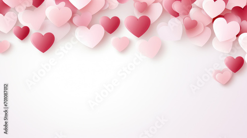 Pink and white heart on white background for banner, back drop , greeting card , a Valentine's day