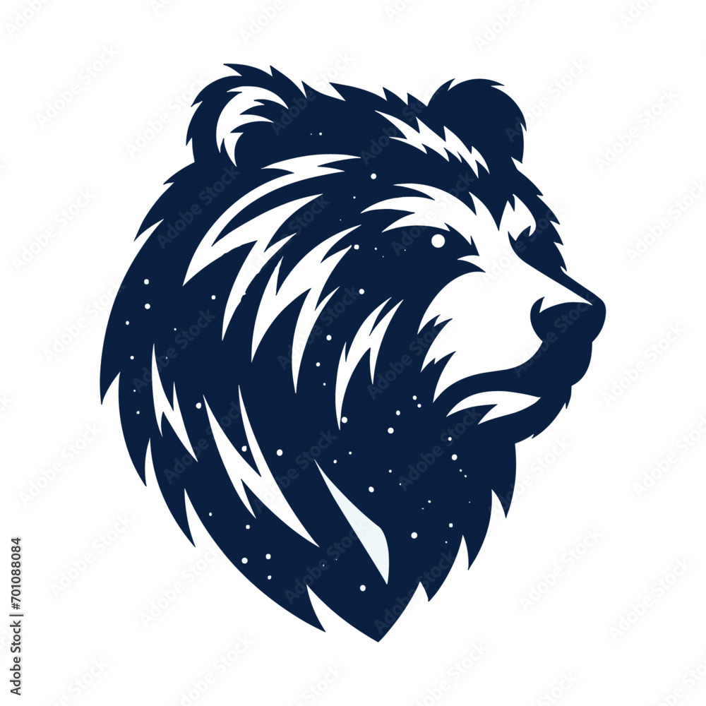 Black and white bear head logo for gamingesports. - obrazy, fototapety, plakaty 