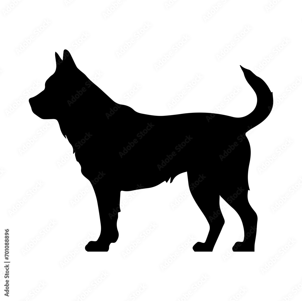 Standing akita dog, akita dog monochrome clip art. Vector illustration Standing akita dog, akita dog monochrome clip art. Vector illustration