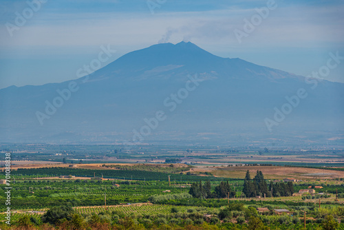 View of the Plain of Catania with Mount Etna in the Background, Sicily, Italy, Europe