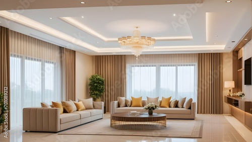 modern living room with white color sofas 