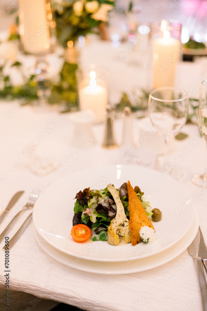 dinner setting with salad dinner setting with salad