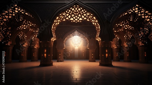 Interior of Mosque, Concept of Ramadan Kareem, Islamic Background, Generative Ai © Naseem