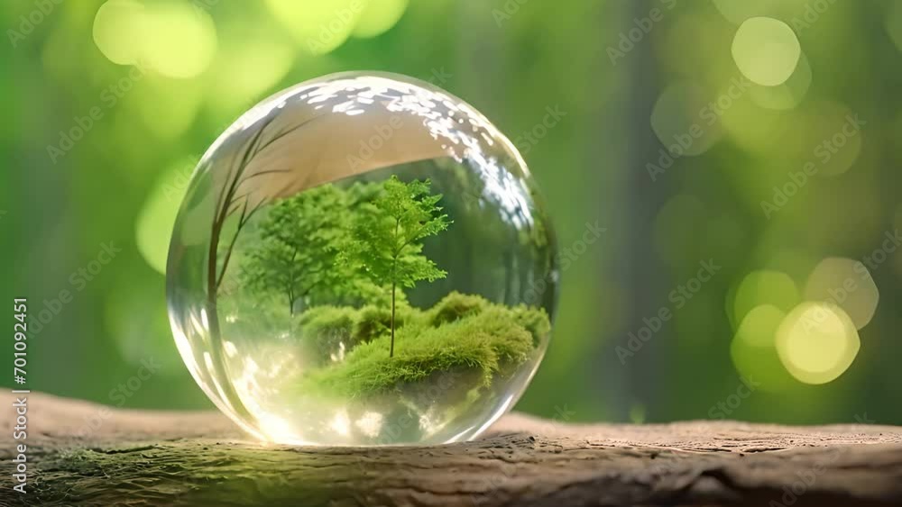 A Captivating Glass Ball Encasing a Miniature Tree A Captivating Glass Ball Encasing a Miniature Tree