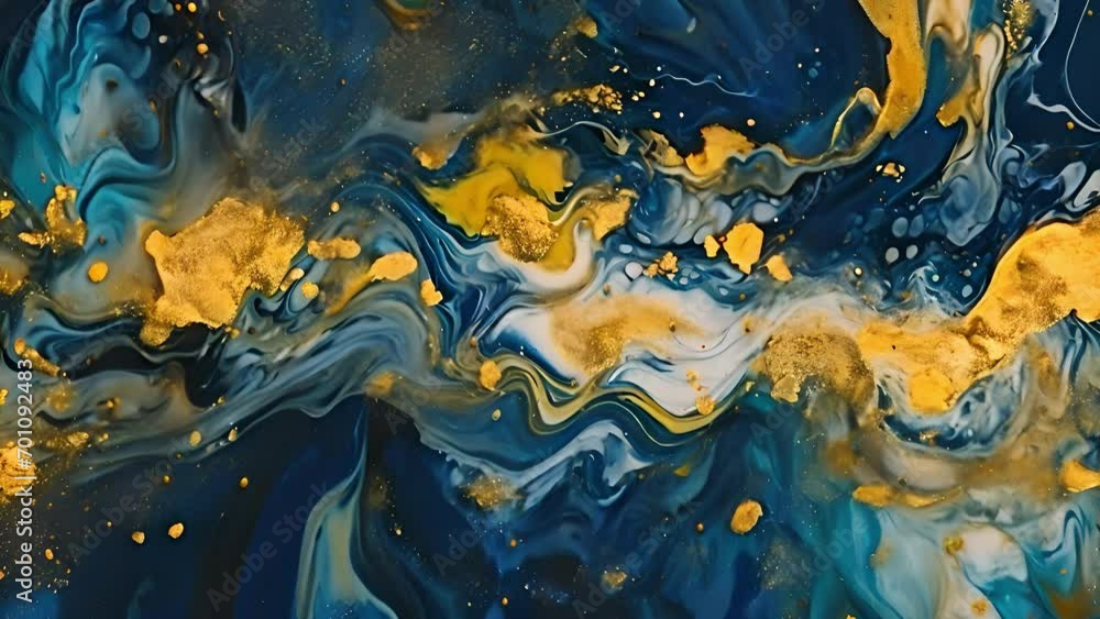 An Abstract Painting With Gold and Blue Colors An Abstract Painting With Gold and Blue Colors