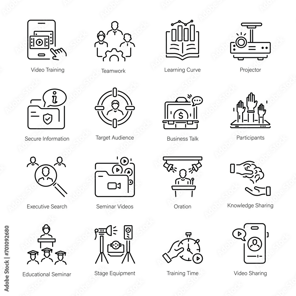 Online Seminars Icons in Line Style
Online Seminars Icons in Line Style