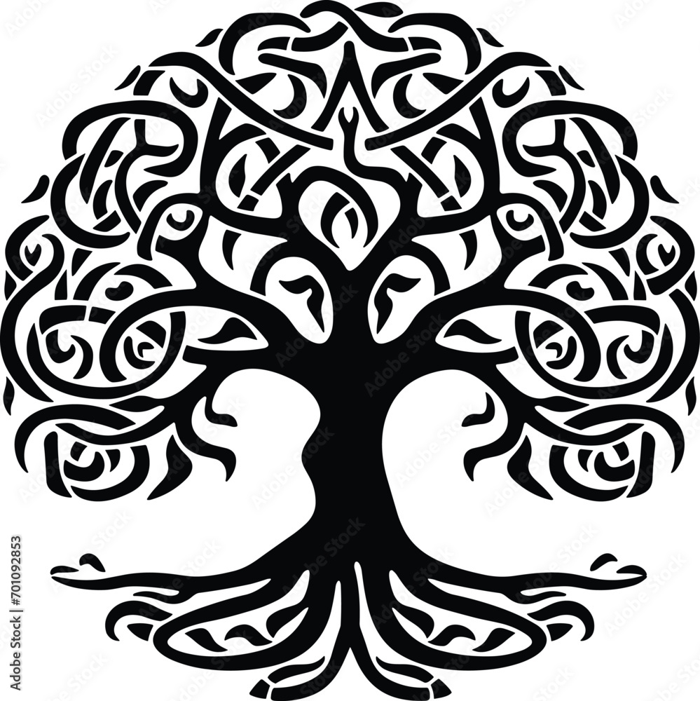 Obraz premium Celtic tree of life decorative Vector ornament illustration of the Scandinavian myths with Celtic culture.