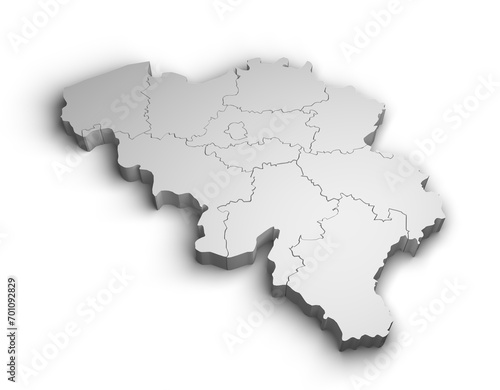 3d Belgium map illustration white background isolate