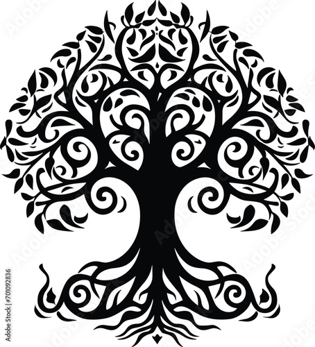 Celtic tree of life decorative Vector ornament illustration of the Scandinavian myths with Celtic culture.