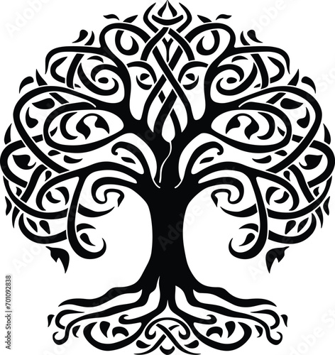 Celtic tree of life decorative Vector ornament illustration of the Scandinavian myths with Celtic culture.