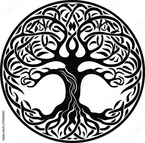 Celtic tree of life decorative Vector ornament illustration of the Scandinavian myths with Celtic culture.
