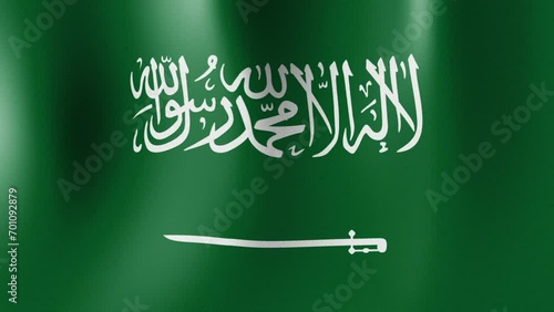 The flag of Saudia Arabia a close up of a flag with a sword on it. This asset is suitable for patriotic, historical, or Saudia Arabia-themed designs photo