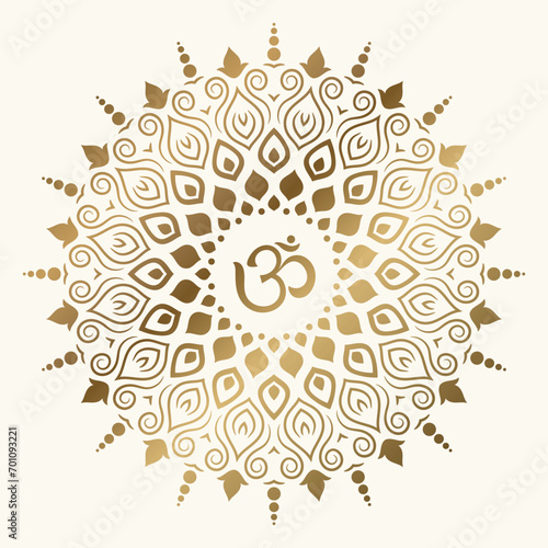 Hindu symbol Om golden mandala design vector art