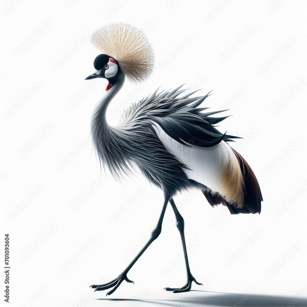 crowned crane, Grulla coronada, венценосный журавль, Balearica regulorum, Derek bermahkota, isolated White background crowned crane, Grulla coronada, венценосный журавль, Balearica regulorum, Derek bermahkota, isolated White background