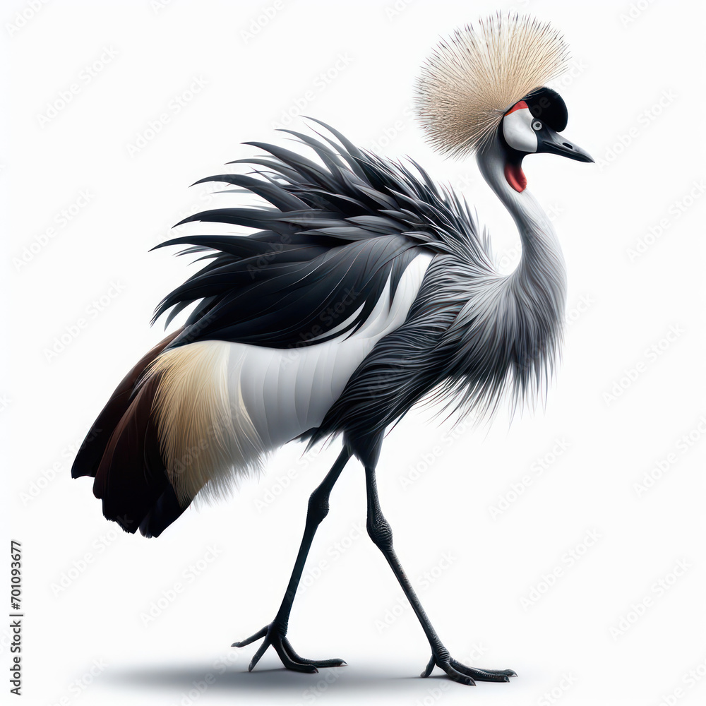 crowned crane, Grulla coronada, венценосный журавль, Balearica regulorum, Derek bermahkota, isolated White background crowned crane, Grulla coronada, венценосный журавль, Balearica regulorum, Derek bermahkota, isolated White background