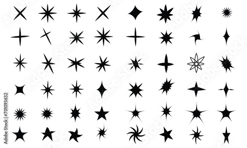twinkle star  Minimalist silhouette stars icon  Cool Sparkle Icons Collection. Shine Effect Sign Vector Design. Set of Star Shapes. Magic Symbols. Bright firework. Light icon set. 