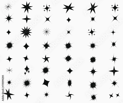 twinkle star  Minimalist silhouette stars icon  twinkle star shape symbols. Modern geometric elements  shining star icons  abstract sparkle black silhouettes symbol set vector illustration  