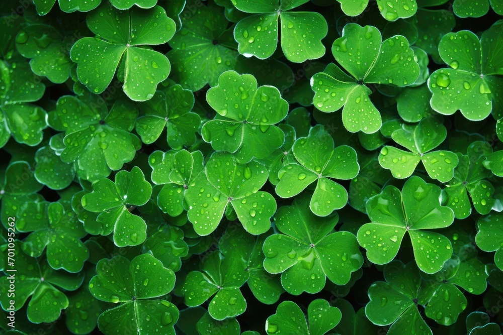 Green shamrock clover leaves background. Saint Patrick's day concept. Clovers illustration, print for background, wallpaper, template, web, poster, greeting card, invitation.. Green shamrock clover leaves background. Saint Patrick's day concept. Clovers illustration, print for background, wallpaper, template, web, poster, greeting card, invitation..