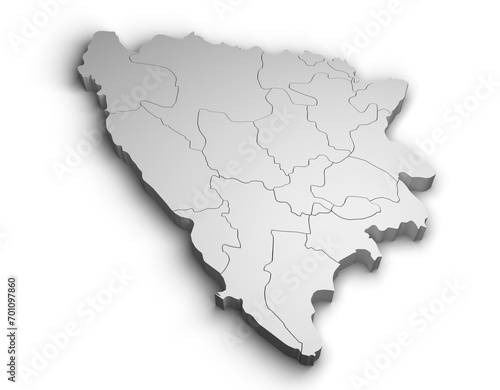 3d Bosnia and Herzegovina map illustration white background isolate