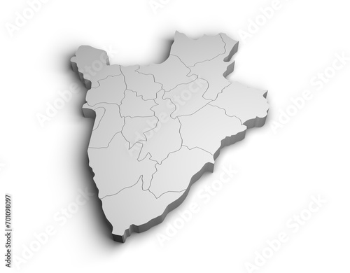 3d Burundi map illustration white background isolate