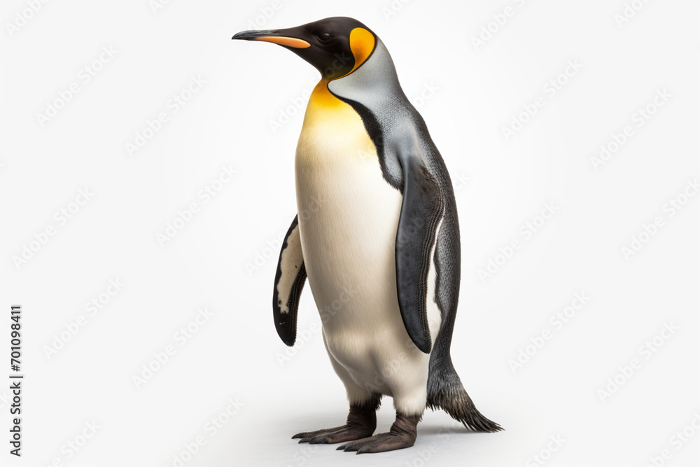 Fototapeta premium Penguin on a white background. Animal side portrait.