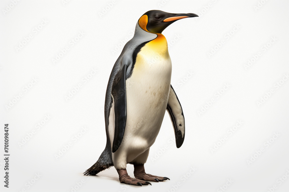Fototapeta premium Penguin on a white background. Animal side portrait.