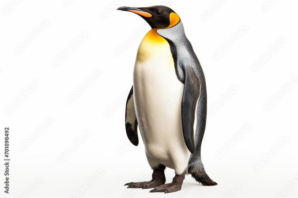 Fototapeta premium Penguin on a white background. Animal side portrait.