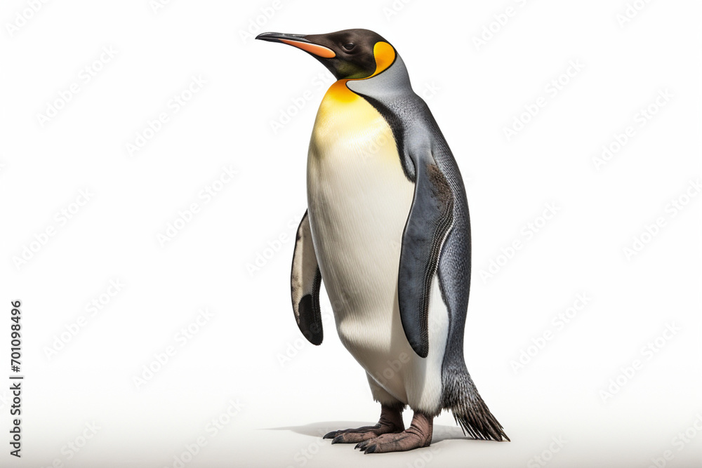 Fototapeta premium Penguin on a white background. Animal side portrait.
