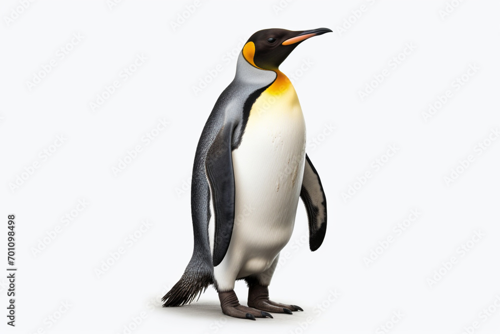 Fototapeta premium Penguin on a white background. Animal side portrait.