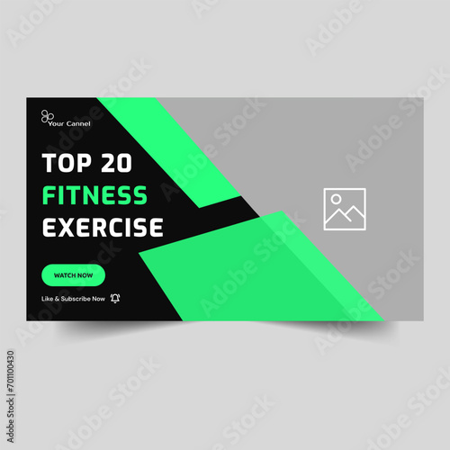 Creative vector illustration video thumbnail banner design, fitness body and yoga training tips and tricks video cover banner design, fully customizable vector eps 10 file format