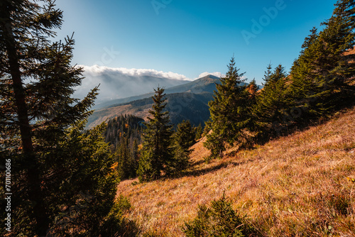 Mountain Tatras landscape. View from Jasna valley in Low Tatras. Hiking from demenovska valley to Sina peak in Low Tatras, Liptov, Slovakia photo