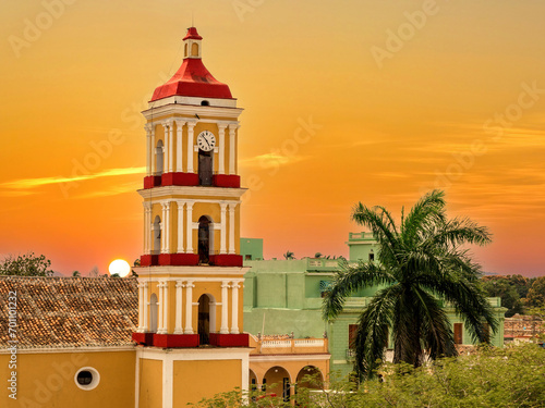 Canvas Print Colonial Catholic Church in Remedios, Cuba