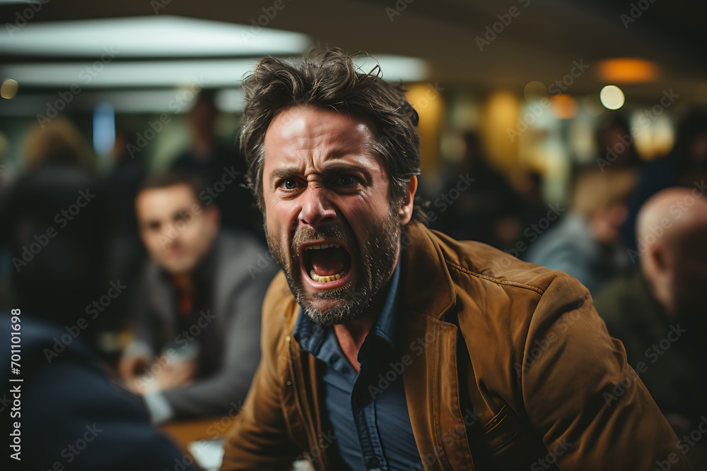 upset man yelling in a restaurant upset man yelling in a restaurant