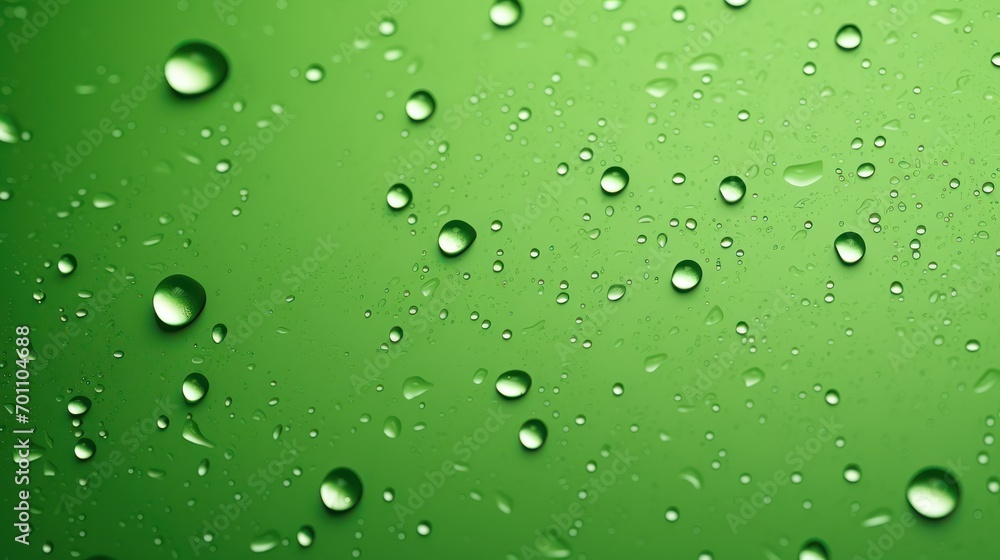 Water drops on green background, Water drops on green glass background