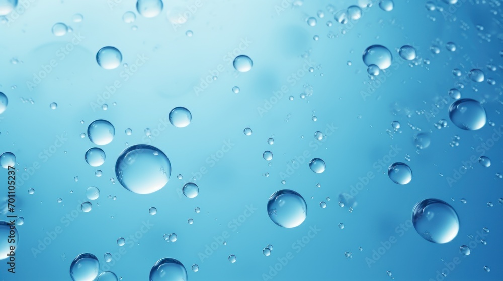 Water drops on blue background, water drops on glass surface, abstract background