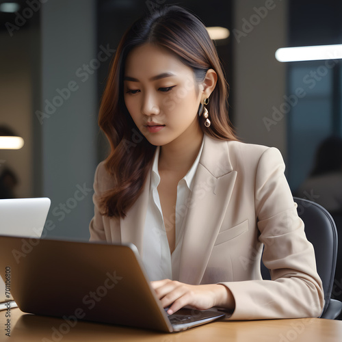 Woman working on a laptop