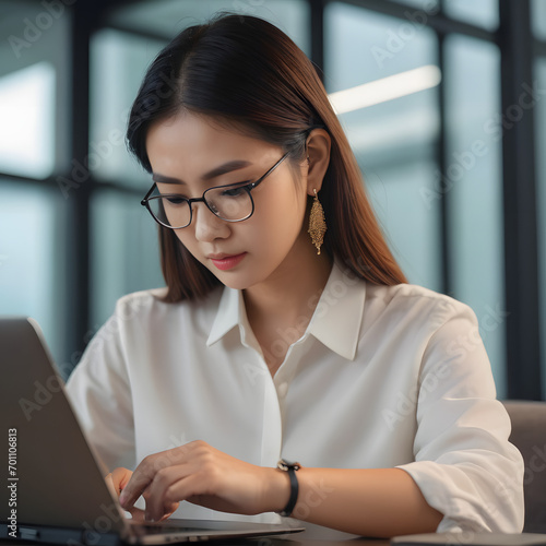businesswoman working on laptop
