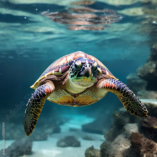 The Green Sea Turtle's Elegant Journey generative ai
