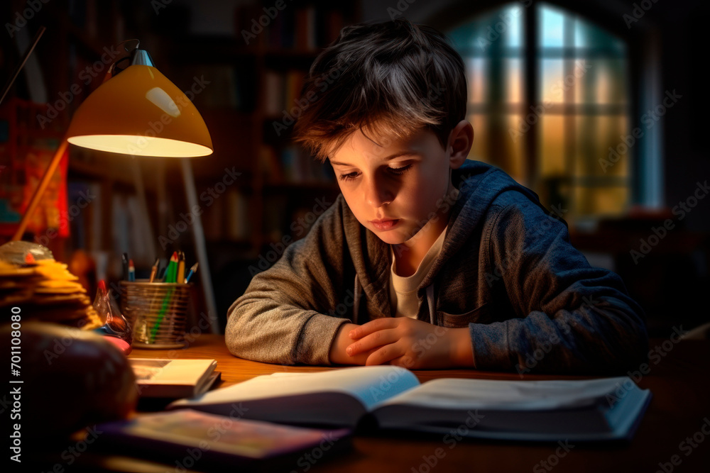 boy studying in his room boy studying in his room