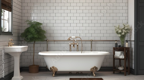 Timeless bathroom design featuring a clawfoot tub  subway tiles  and vintage-inspired fixtures