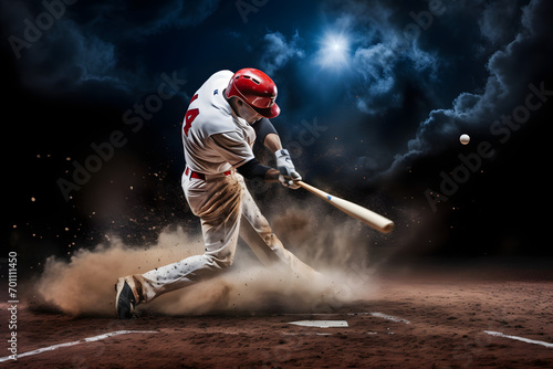 Baseball player hitting a baseball, baseball field, baseball, sports