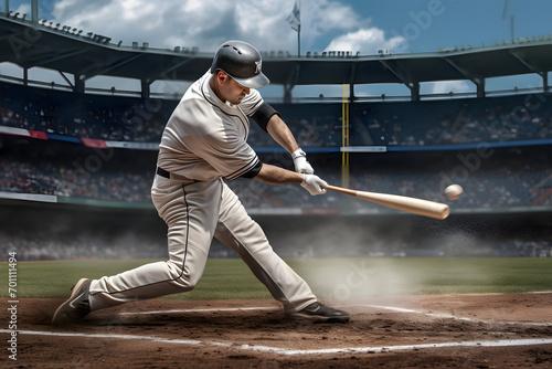 Baseball player hitting a baseball, baseball field, baseball, sports