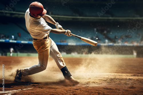 Baseball player hitting a baseball, baseball field, baseball, sports